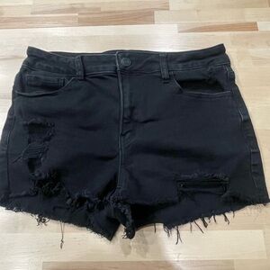 SO Black Jean Shorts Distressed Frayed Hem